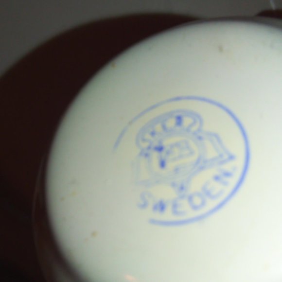 Vintage tea set 6 plates 6 cups metal Sweden vintage blue white decor - Picture 5 of 8